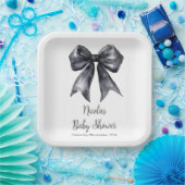 Assiettes En Carton Baby shower noir Coquette Bow (Fête)