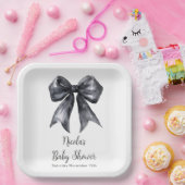Assiettes En Carton Baby shower noir Coquette Bow (Fête)