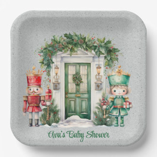 Assiettes En Carton Baby shower Nutcracker rouge et vert