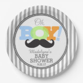 Assiettes En Carton Baby shower Oh Boy Mustache (Devant)