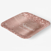 Assiettes En Carton Baby shower or Rose Glitter (Angulaire)