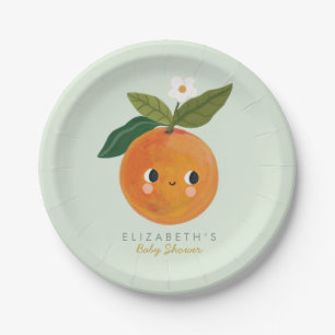Assiettes En Carton Baby shower orange de Little Cutie