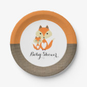 Assiettes En Carton Baby shower Orange Fox Burlap (Devant)