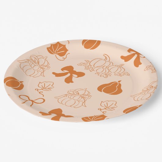 Assiettes En Carton Baby shower orange petit Citrouille (Angle)
