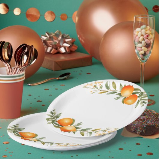 Assiettes En Carton Baby shower Oranges Little Cutie (Multi)