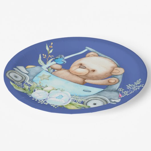 Assiettes En Carton Baby shower ours bébé en peluche (Angle)