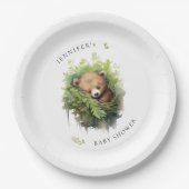 Assiettes En Carton Baby shower Ours couché aquarelle (Devant)