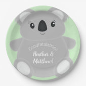 Assiettes En Carton Baby shower Ours Koala Vert (Devant)