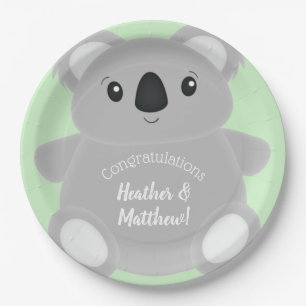 Assiettes En Carton Baby shower Ours Koala Vert