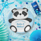 Assiettes En Carton Baby shower Ours Panda Bleu (Fête)