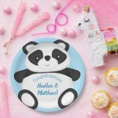 Assiettes En Carton Baby shower Ours Panda Bleu (Fête)