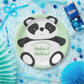 Assiettes En Carton Baby shower Ours Panda Vert (Fête)