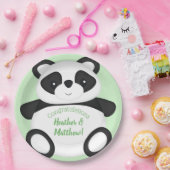 Assiettes En Carton Baby shower Ours Panda Vert (Fête)