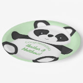 Assiettes En Carton Baby shower Ours Panda Vert (Angle)