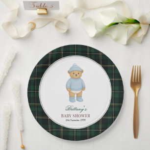 Assiettes En Carton Baby Shower Ours Préparé Classique Tartan