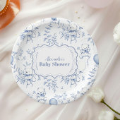 Assiettes En Carton Baby shower Ours Toile De Jouy