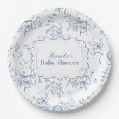 Assiettes En Carton Baby shower Ours Toile De Jouy (Devant)