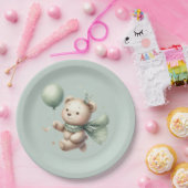 Assiettes En Carton Baby shower Ours vert Sage (Fête)