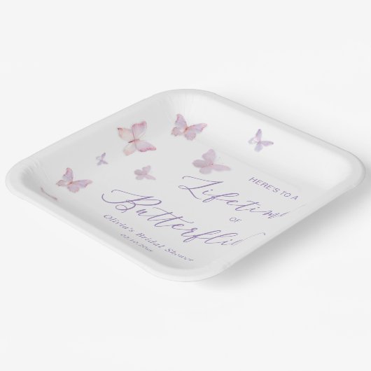 Assiettes En Carton Baby Shower Papillon de Mariée (Angulaire)