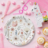 Assiettes En Carton Baby shower papillon fleur sauvage (Fête)