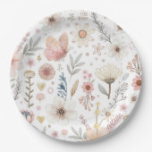 Assiettes En Carton Baby shower papillon fleur sauvage (Devant)