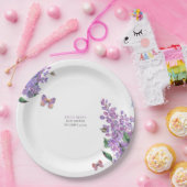 Assiettes En Carton Baby shower papillon fleuri violet invitation (Fête)