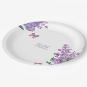 Assiettes En Carton Baby shower papillon fleuri violet invitation (Angle)