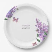 Assiettes En Carton Baby shower papillon fleuri violet invitation (Devant)