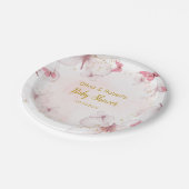 Assiettes En Carton Baby shower papillon rose or (Angle)