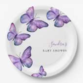 Assiettes En Carton Baby shower papillon Script personnalisé Minimal p (Devant)