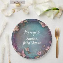 Baby shower papillon violet