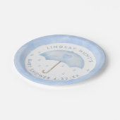 Assiettes En Carton Baby shower parapluie bleu (Angle)
