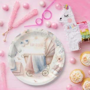 Assiettes En Carton Baby Shower Pastel
