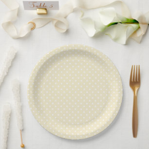 Assiettes En Carton Baby Shower Pastel Jaune à Pois
