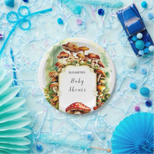 Assiettes En Carton Baby shower Pastel Little Mushroom (Fête)