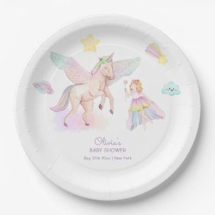 Assiettes En Carton Baby shower Pastel Princess Unicorn