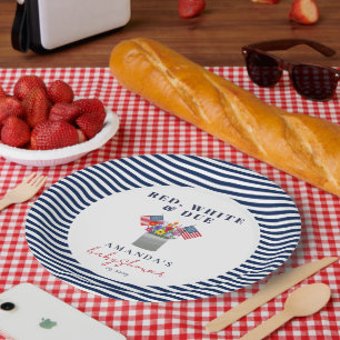 Assiettes En Carton Baby shower patriotique rouge blanc et dû