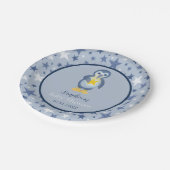 Assiettes En Carton Baby shower Penguin Blue & White Star (Angle)