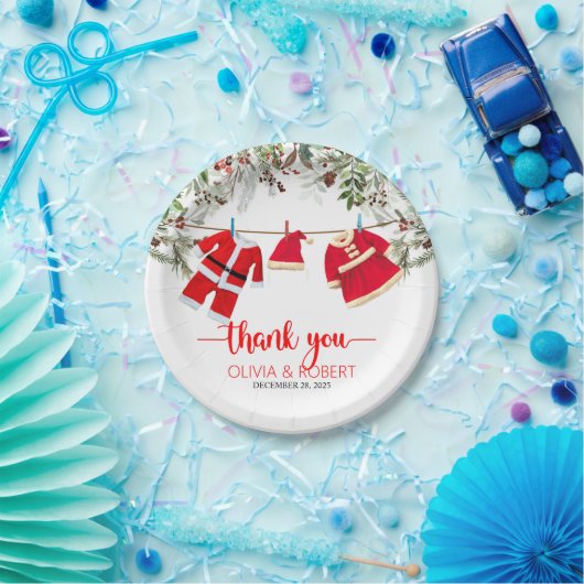 Assiettes En Carton Baby shower père Noël, Baby shower de Noël (Fête)