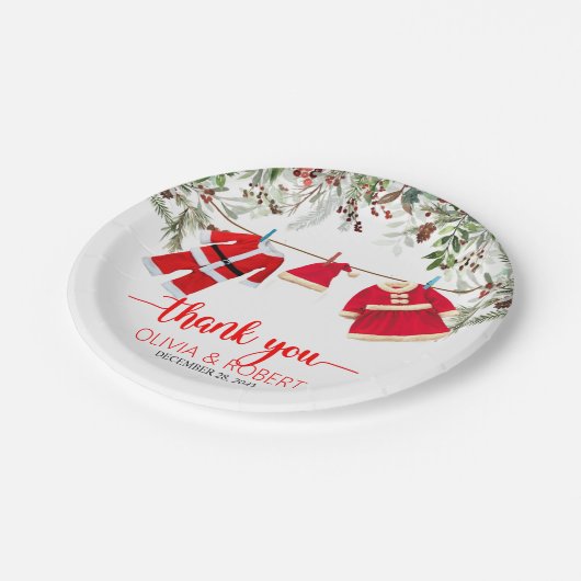 Assiettes En Carton Baby shower père Noël, Baby shower de Noël (Angle)