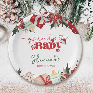 Assiettes En Carton Baby shower Père Noël de Noël