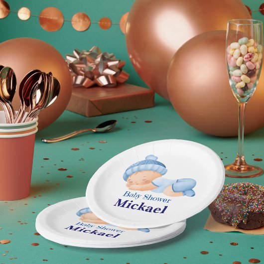 Assiettes En Carton Baby shower personnalisé