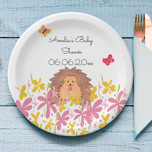 Assiettes En Carton Baby shower personnalisé Cute Hedghog