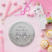 Assiettes En Carton Baby shower personnalisé d'arc de paillettes (Fête)
