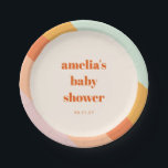 Assiettes En Carton Baby shower personnalisé Retro Mint Orange Boho St<br><div class="desc">Plaques de papier à Baby shower sur mesure Retro Mint Orange</div>