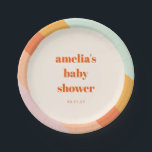 Assiettes En Carton Baby shower personnalisé Retro Mint Orange Boho St<br><div class="desc">Plaques de papier à Baby shower sur mesure Retro Mint Orange</div>