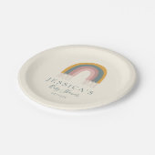 Assiettes En Carton Baby shower personnalisé Soft Boho Rainbow Pastel (Angle)