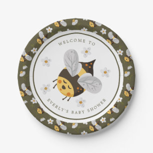 Assiettes En Carton Baby Shower personnalisé sur le thème de l'abeille