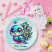 Assiettes En Carton Baby shower Petit Peacock (Fête)