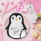 Assiettes En Carton Baby shower Pingouin mignon fille rose (Fête)